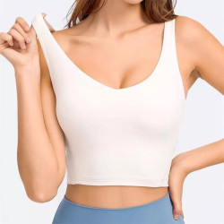 Yoga Sport Women Bra Longline Athletic Workout Crop Tops With Built In Bras Wear
