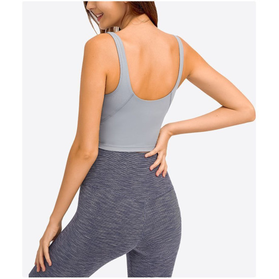 Yoga Sport Women Bra Longline Athletic Workout Crop Tops With Built In Bras Wear