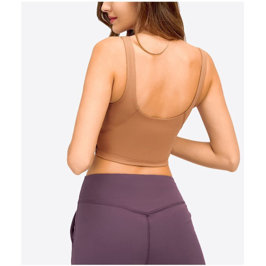 Yoga Sport Women Bra Longline Athletic Workout Crop Tops With Built In Bras Wear
