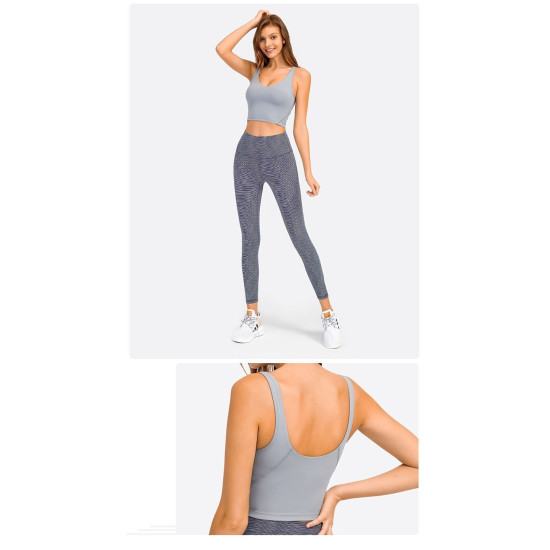 Yoga Sport Women Bra Longline Athletic Workout Crop Tops With Built In Bras Wear