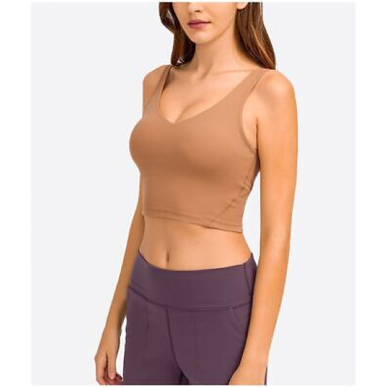 Yoga Sport Women Bra Longline Athletic Workout Crop Tops With Built In Bras Wear