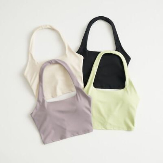 Halter Padded Sports Bra Women Athletic Backless Workout Solid Yoga Crop Top New