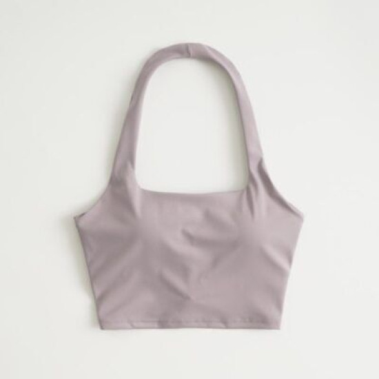 Halter Padded Sports Bra Women Athletic Backless Workout Solid Yoga Crop Top New