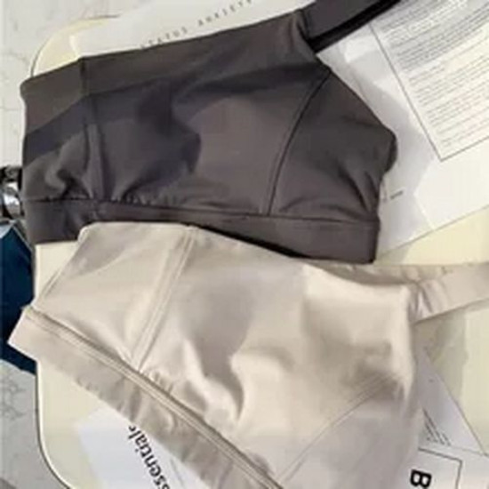 Women Sports Yoga Bra Stretch Back Running With Removable Cups One Shoulder Tops