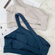 Women Sports Yoga Bra Stretch Back Running With Removable Cups One Shoulder Tops