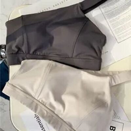 Women Sports Yoga Bra Stretch Back Running With Removable Cups One Shoulder Tops