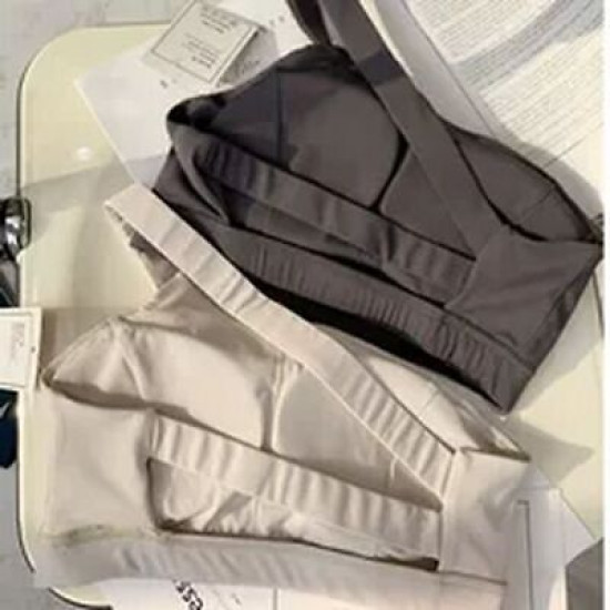 Women Sports Yoga Bra Stretch Back Running With Removable Cups One Shoulder Tops