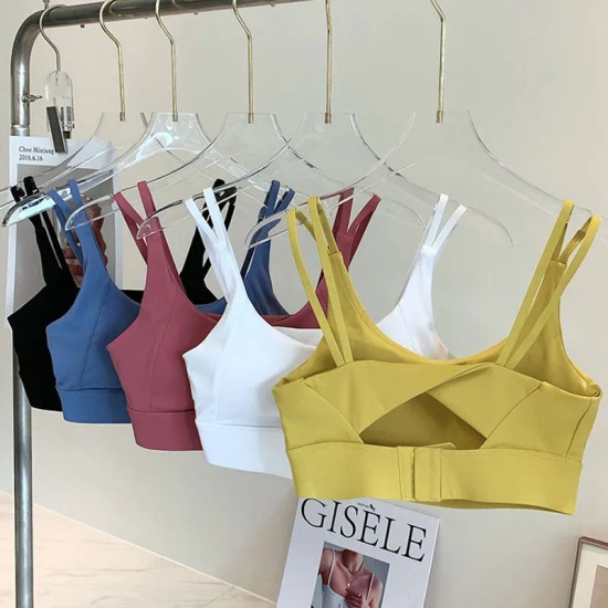 Women Yoga Sports Bra High Impact Hollow Back Vest Quick Dry Push Up Buckle Tops