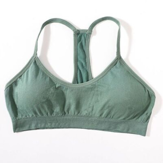 Women Seamless Bra Tube Y Straps Wireless Brassiere Sports Tank Top Solid Padded