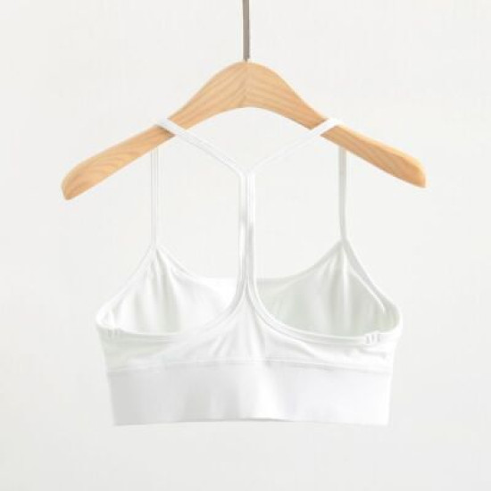 Padded Women Sports Bra Racer Back Spaghetti Strap Yoga Tops With Removable Cups