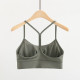 Padded Women Sports Bra Racer Back Spaghetti Strap Yoga Tops With Removable Cups