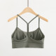 Padded Women Sports Bra Racer Back Spaghetti Strap Yoga Tops With Removable Cups