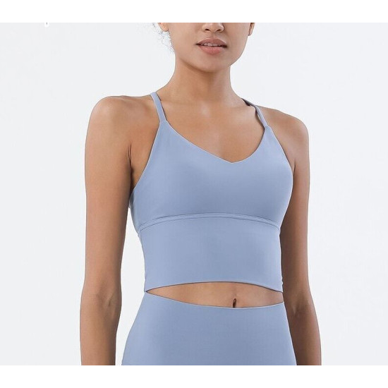 Nylon Women Sports Bra Top Breathable Underwear Solid Crossback Fitness Bralette