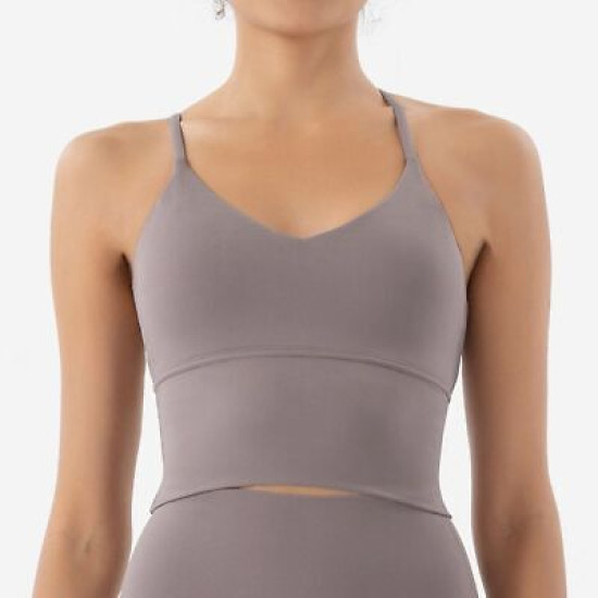 Nylon Women Sports Bra Top Breathable Underwear Solid Crossback Fitness Bralette