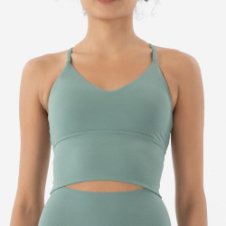 Nylon Women Sports Bra Top Breathable Underwear Solid Crossback Fitness Bralette