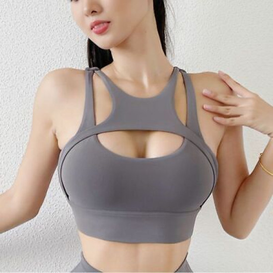 Sports Bra Women Yoga Gym Bralette Crop Top Chest Pad Removable Solid Activewear