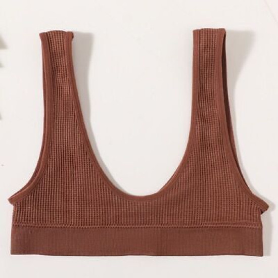 Seamless Women Bra Push Up Brassiere Sports Deep U Shape Solid Wireless Bralette