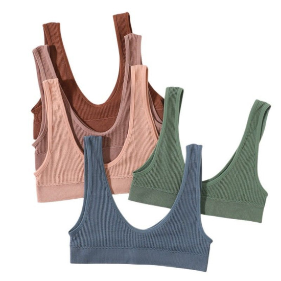 Seamless Women Bra Push Up Brassiere Sports Deep U Shape Solid Wireless Bralette