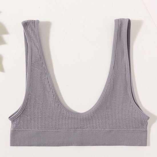 Seamless Women Bra Push Up Brassiere Sports Deep U Shape Solid Wireless Bralette