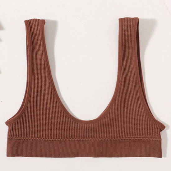 Seamless Women Bra Push Up Brassiere Sports Deep U Shape Solid Wireless Bralette