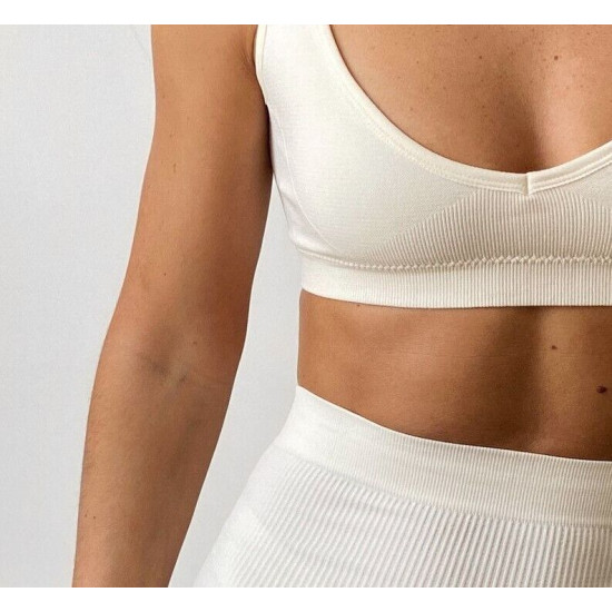 Seamless Bra Women Wireless Sport Crop Top Deep V Push Up Solid Brassiere Plunge