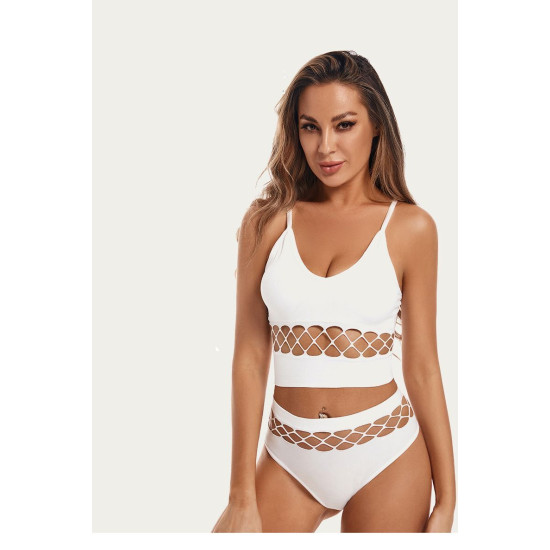 Seamless Women Bras Panties Set Underwear Mesh Hollow Out Wire Free Solid Undies