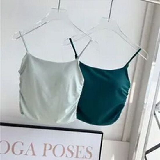 Padded Women Sports Shirts Sleeveless Yoga Vest Breathable Push Up Solid Clothes