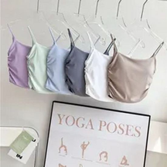 Padded Women Sports Shirts Sleeveless Yoga Vest Breathable Push Up Solid Clothes