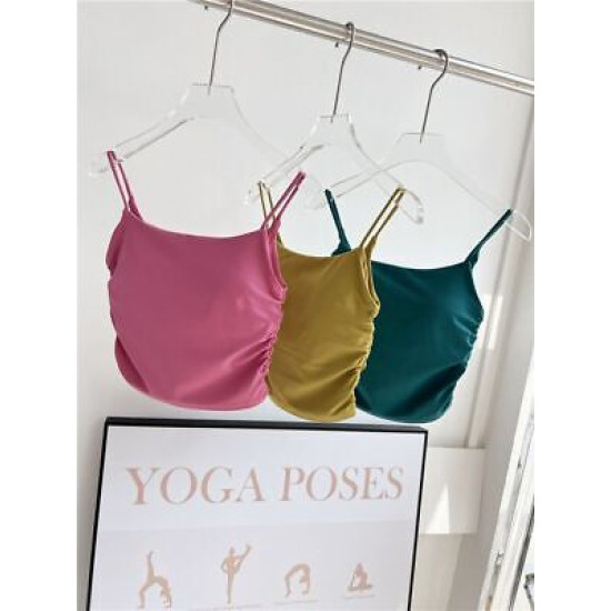 Padded Women Sports Shirts Sleeveless Yoga Vest Breathable Push Up Solid Clothes