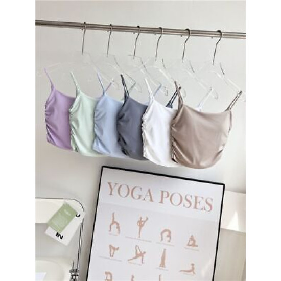 Padded Women Sports Shirts Sleeveless Yoga Vest Breathable Push Up Solid Clothes