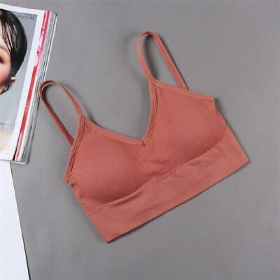 Seamless Women Bra Cropped Top Fitness Tube Padded Sports Bralette Solid Bandeau