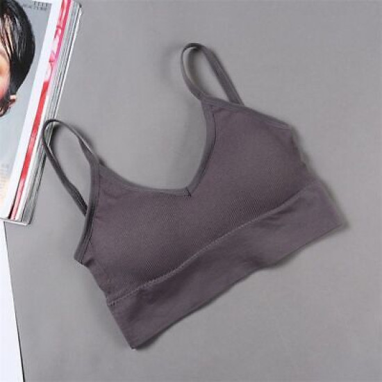 Seamless Women Bra Cropped Top Fitness Tube Padded Sports Bralette Solid Bandeau