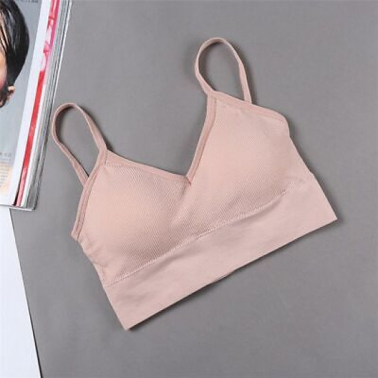 Seamless Women Bra Cropped Top Fitness Tube Padded Sports Bralette Solid Bandeau