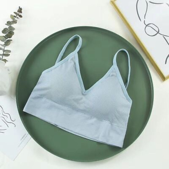 Seamless Women Bra Cropped Top Fitness Tube Padded Sports Bralette Solid Bandeau