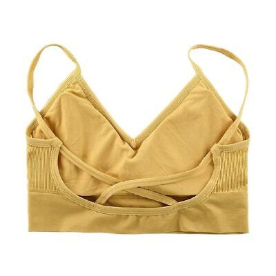 Seamless Women Bra Cropped Top Fitness Tube Padded Sports Bralette Solid Bandeau