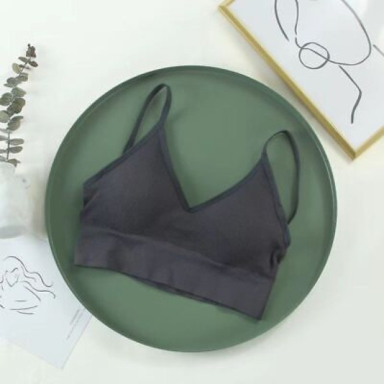 Seamless Women Bra Cropped Top Fitness Tube Padded Sports Bralette Solid Bandeau