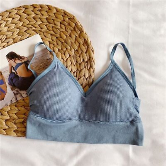 Seamless Women Bra Cropped Top Fitness Tube Padded Sports Bralette Solid Bandeau