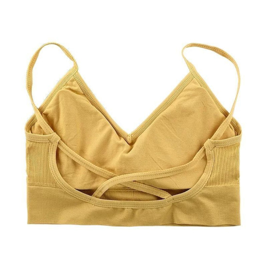 Seamless Women Bra Cropped Top Fitness Tube Padded Sports Bralette Solid Bandeau