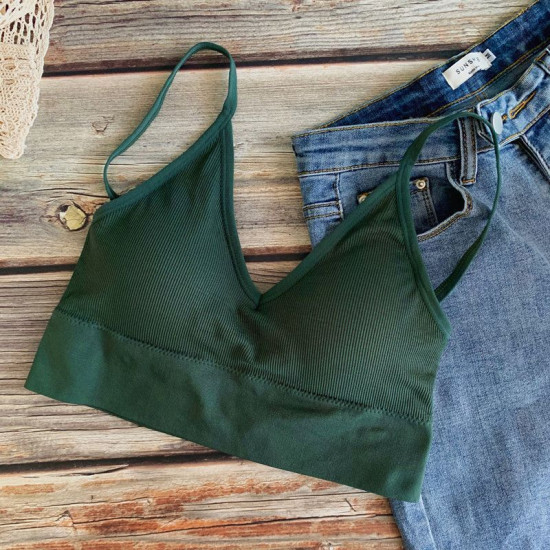 Seamless Women Bra Cropped Top Fitness Tube Padded Sports Bralette Solid Bandeau