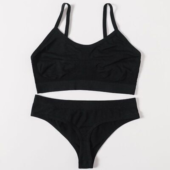 Women Seamless Bras Low Waist G String Panties Comfort Ribbed Bralette Brassiere