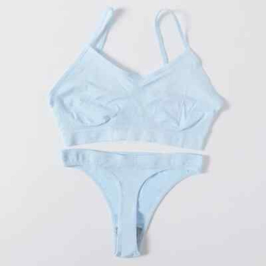 Women Seamless Bras Low Waist G String Panties Comfort Ribbed Bralette Brassiere