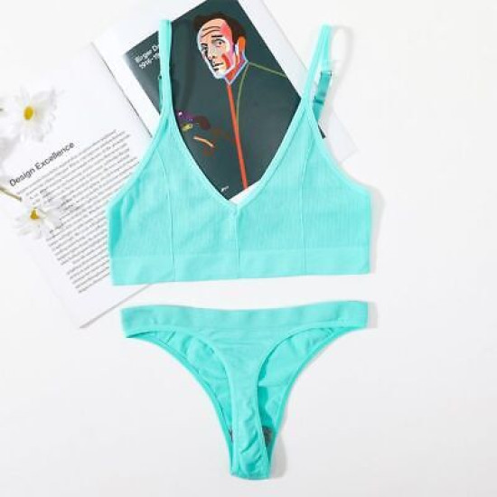 Sport Women Bra Set Seamless Sexy Bralette Wireless Low Waist Panties Solid Bras