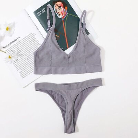 Sport Women Bra Set Seamless Sexy Bralette Wireless Low Waist Panties Solid Bras