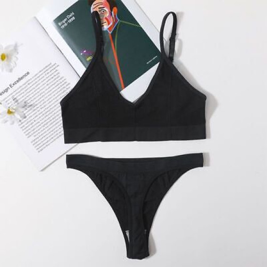 Sport Women Bra Set Seamless Sexy Bralette Wireless Low Waist Panties Solid Bras