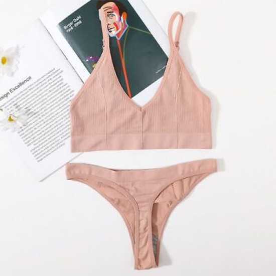 Sport Women Bra Set Seamless Sexy Bralette Wireless Low Waist Panties Solid Bras