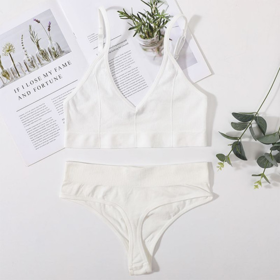 Sport Women Bra Set Seamless Sexy Bralette Wireless Low Waist Panties Solid Bras