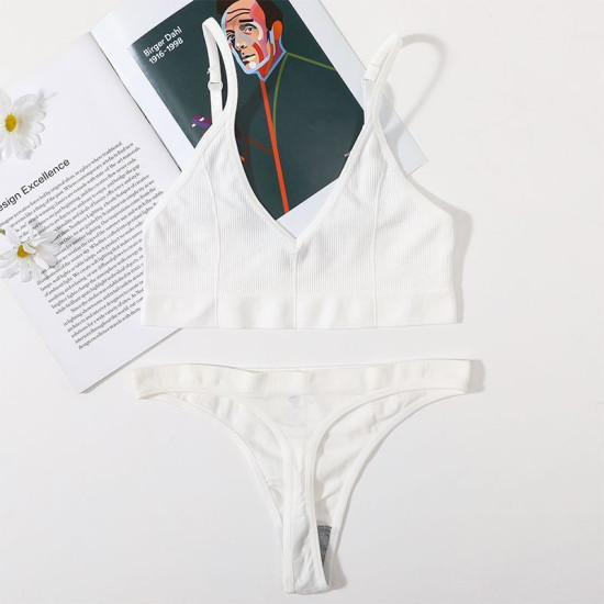 Sport Women Bra Set Seamless Sexy Bralette Wireless Low Waist Panties Solid Bras