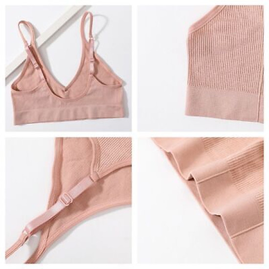 Sport Women Bra Set Seamless Sexy Bralette Wireless Low Waist Panties Solid Bras