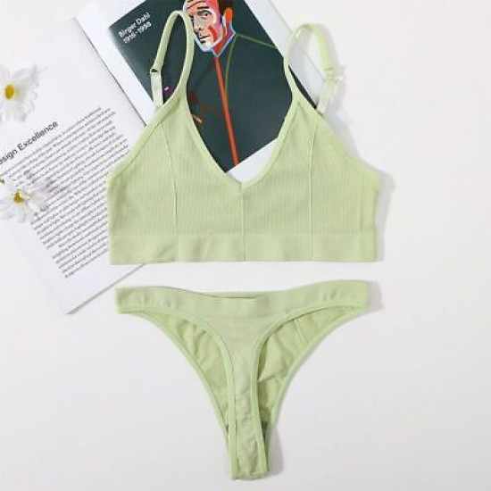 Sport Women Bra Set Seamless Sexy Bralette Wireless Low Waist Panties Solid Bras