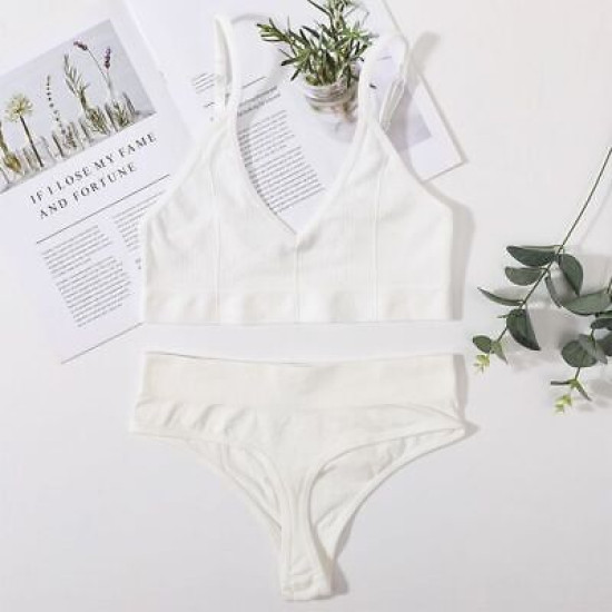 Sport Women Bra Set Seamless Sexy Bralette Wireless Low Waist Panties Solid Bras